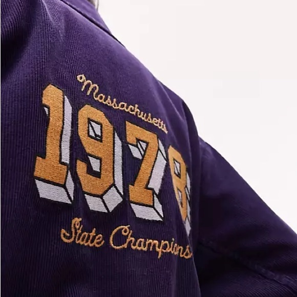 Topshop Corduroy Navy Zip Jacket - Picture 2 of 4